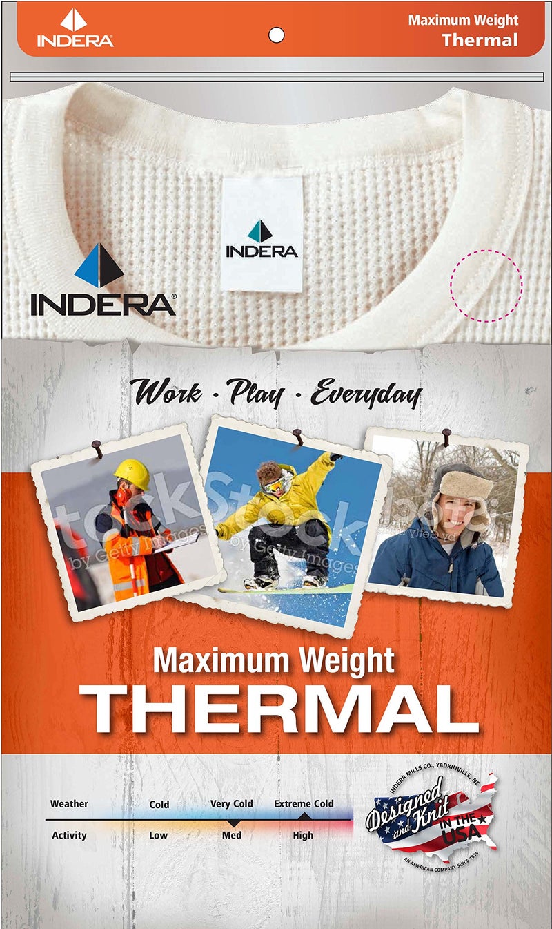 Indera Men's Maximum Weight Thermals Underwear Crew Top, Natural, Large - Image 2
